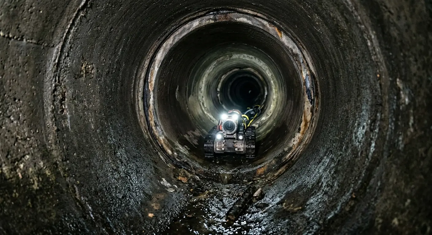 Robotic sewer camera inspecting pipe interior for Drain Snake Service in London Grove